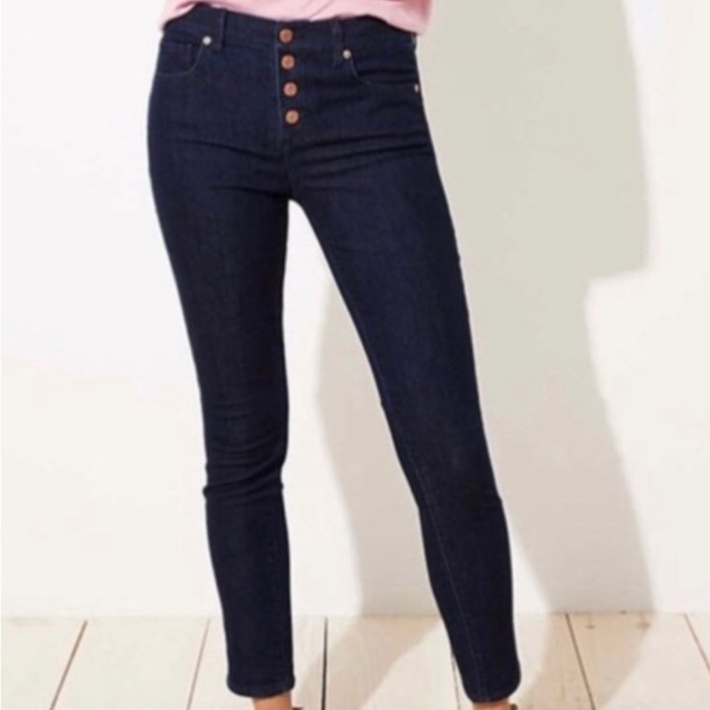 Loft Modern Skinny Dark Wash Jeans Sz 8/29 Petites Button Fly